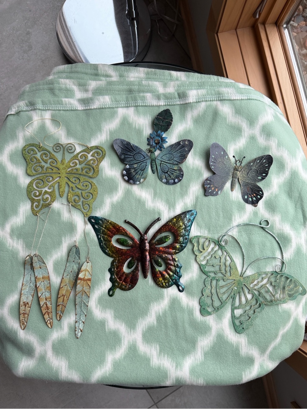 Decorative Metal Butterfly Decor Set - Green, Multi